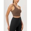 imageODODOS Womens Longline UBack Sports Bra VNeck Padded Yoga Workout Wirefree Tank TopBrunette