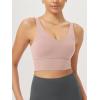 imageODODOS Womens Longline UBack Sports Bra VNeck Padded Yoga Workout Wirefree Tank TopDusty Pink