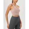 imageODODOS Womens Longline UBack Sports Bra VNeck Padded Yoga Workout Wirefree Tank TopDusty Pink