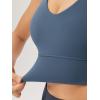 imageODODOS Womens Longline UBack Sports Bra VNeck Padded Yoga Workout Wirefree Tank TopInk Blue