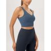 imageODODOS Womens Longline UBack Sports Bra VNeck Padded Yoga Workout Wirefree Tank TopInk Blue