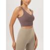 imageODODOS Womens Longline UBack Sports Bra VNeck Padded Yoga Workout Wirefree Tank TopPurple Taupe