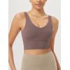 imageODODOS Womens Longline UBack Sports Bra VNeck Padded Yoga Workout Wirefree Tank TopPurple Taupe