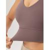 imageODODOS Womens Longline UBack Sports Bra VNeck Padded Yoga Workout Wirefree Tank TopPurple Taupe