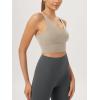 imageODODOS Womens Longline UBack Sports Bra VNeck Padded Yoga Workout Wirefree Tank TopShaker Beige