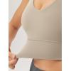 imageODODOS Womens Longline UBack Sports Bra VNeck Padded Yoga Workout Wirefree Tank TopShaker Beige