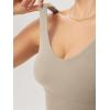 imageODODOS Womens Longline UBack Sports Bra VNeck Padded Yoga Workout Wirefree Tank TopShaker Beige