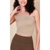 imageODODOS One Shoulder Crop Cami Tank for Women Seamless Ribbed Asymmetric Cropped TopsBeige