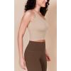 imageODODOS One Shoulder Crop Cami Tank for Women Seamless Ribbed Asymmetric Cropped TopsBeige