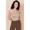 imageODODOS One Shoulder Crop Cami Tank for Women Seamless Ribbed Asymmetric Cropped TopsBeige