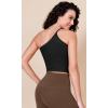 imageODODOS One Shoulder Crop Cami Tank for Women Seamless Ribbed Asymmetric Cropped TopsBlack