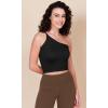 imageODODOS One Shoulder Crop Cami Tank for Women Seamless Ribbed Asymmetric Cropped TopsBlack