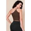 imageODODOS One Shoulder Crop Cami Tank for Women Seamless Ribbed Asymmetric Cropped TopsBrunetteclaymushroom