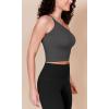 imageODODOS One Shoulder Crop Cami Tank for Women Seamless Ribbed Asymmetric Cropped TopsCharcoal