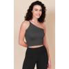 imageODODOS One Shoulder Crop Cami Tank for Women Seamless Ribbed Asymmetric Cropped TopsCharcoal