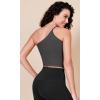 imageODODOS One Shoulder Crop Cami Tank for Women Seamless Ribbed Asymmetric Cropped TopsCharcoal