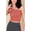 imageODODOS One Shoulder Crop Cami Tank for Women Seamless Ribbed Asymmetric Cropped TopsCoral