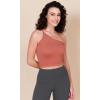 imageODODOS One Shoulder Crop Cami Tank for Women Seamless Ribbed Asymmetric Cropped TopsCoral