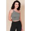 imageODODOS One Shoulder Crop Cami Tank for Women Seamless Ribbed Asymmetric Cropped TopsGray