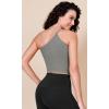 imageODODOS One Shoulder Crop Cami Tank for Women Seamless Ribbed Asymmetric Cropped TopsGray