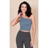 imageODODOS One Shoulder Crop Cami Tank for Women Seamless Ribbed Asymmetric Cropped TopsIvorydusty Bluesphinx