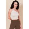 imageODODOS One Shoulder Crop Cami Tank for Women Seamless Ribbed Asymmetric Cropped TopsIvorydusty Bluesphinx