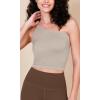 imageODODOS One Shoulder Crop Cami Tank for Women Seamless Ribbed Asymmetric Cropped TopsMushroom