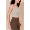 imageODODOS One Shoulder Crop Cami Tank for Women Seamless Ribbed Asymmetric Cropped TopsMushroom