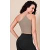 imageODODOS One Shoulder Crop Cami Tank for Women Seamless Ribbed Asymmetric Cropped TopsTaupe