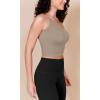 imageODODOS One Shoulder Crop Cami Tank for Women Seamless Ribbed Asymmetric Cropped TopsTaupe