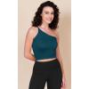 imageODODOS One Shoulder Crop Cami Tank for Women Seamless Ribbed Asymmetric Cropped TopsTeal