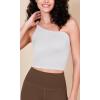 imageODODOS One Shoulder Crop Cami Tank for Women Seamless Ribbed Asymmetric Cropped TopsWhite