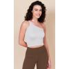 imageODODOS One Shoulder Crop Cami Tank for Women Seamless Ribbed Asymmetric Cropped TopsWhite