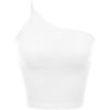 imageODODOS One Shoulder Crop Cami Tank for Women Seamless Ribbed Asymmetric Cropped TopsWhite