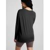 imageODODOS Womens PeachSoft Boat Neck Long Sleeve Shirt Side Slit Relaxed Fit Casual Top for Yoga ampamp LoungeBlack