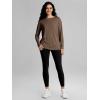 imageODODOS Womens PeachSoft Boat Neck Long Sleeve Shirt Side Slit Relaxed Fit Casual Top for Yoga ampamp LoungeNutria