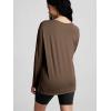 imageODODOS Womens PeachSoft Boat Neck Long Sleeve Shirt Side Slit Relaxed Fit Casual Top for Yoga ampamp LoungeNutria