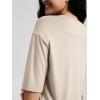 imageODODOS Womens PeachSoft Relaxed Fit Cropped TShirt Short Sleeve Crew Neck Casual Lounge TopBeige