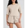 imageODODOS Womens PeachSoft Relaxed Fit Cropped TShirt Short Sleeve Crew Neck Casual Lounge TopBeige