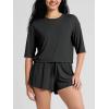 imageODODOS Womens PeachSoft Relaxed Fit Cropped TShirt Short Sleeve Crew Neck Casual Lounge TopBlack