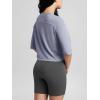 imageODODOS Womens PeachSoft Relaxed Fit Cropped TShirt Short Sleeve Crew Neck Casual Lounge TopGrey Blue