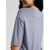imageODODOS Womens PeachSoft Relaxed Fit Cropped TShirt Short Sleeve Crew Neck Casual Lounge TopGrey Blue