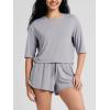 imageODODOS Womens PeachSoft Relaxed Fit Cropped TShirt Short Sleeve Crew Neck Casual Lounge TopLight Gray
