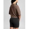 imageODODOS Womens PeachSoft Relaxed Fit Cropped TShirt Short Sleeve Crew Neck Casual Lounge TopTea Brown