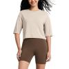 imageODODOS Womens PeachSoft Relaxed Fit Cropped TShirt Short Sleeve Crew Neck Casual Lounge TopBeige