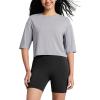 imageODODOS Womens PeachSoft Relaxed Fit Cropped TShirt Short Sleeve Crew Neck Casual Lounge TopLight Gray