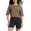 imageODODOS Womens PeachSoft Relaxed Fit Cropped TShirt Short Sleeve Crew Neck Casual Lounge TopTea Brown