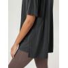 imageODODOS Womens Split Hem Oversize Short Sleeve Shirts Modal Soft V Neck Tee Casual Lounge Yoga TopsBlack