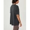 imageODODOS Womens Split Hem Oversize Short Sleeve Shirts Modal Soft V Neck Tee Casual Lounge Yoga TopsBlack