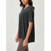 imageODODOS Womens Split Hem Oversize Short Sleeve Shirts Modal Soft V Neck Tee Casual Lounge Yoga TopsBlack